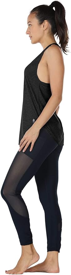icyzone Women's Racerback Workout Athletic Running Tank Tops Loose Fit (Pack of 2)