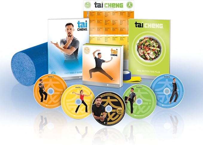 Beachbody Tai Cheng DVD Workout - Base Kit, Tai Chi Exercise Videos, Martial Arts Strength Training Guide, Includes Nutrition Food Plan, Foam Roller, Resistance Band
