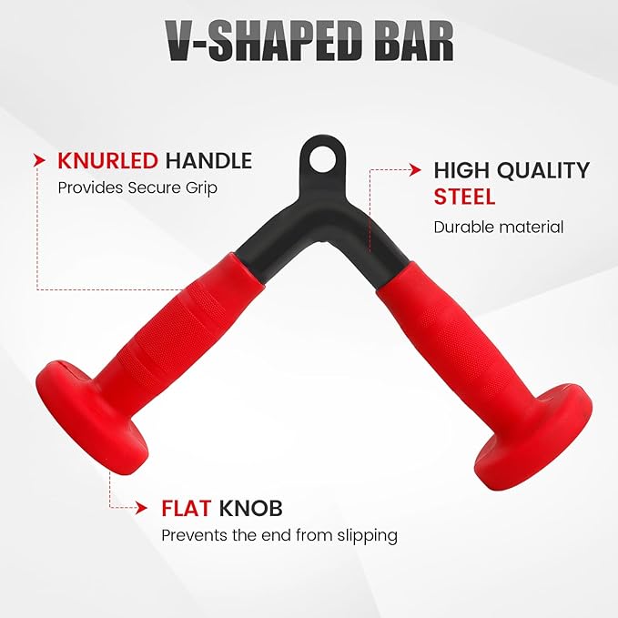 V-shaped Bar Straight Rotating Bar Curl LAT Pull Down Bar D Handle Double D Row Handle With PU Grip Environmentally Odorless, Lat Pulldown Attachments Cable Machine Attachment for Home Gym