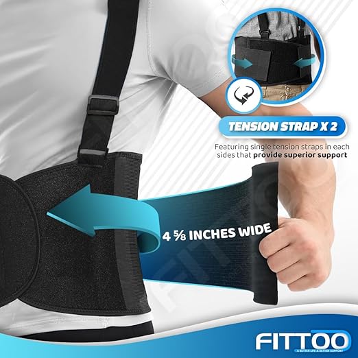 FITTOO Working Lumbar Lower Back Brace Support Belt with Adjustable Straps - Back Pain Relief, Injury Recovery, Heavy Lifting Support, Back Brace with Suspenders