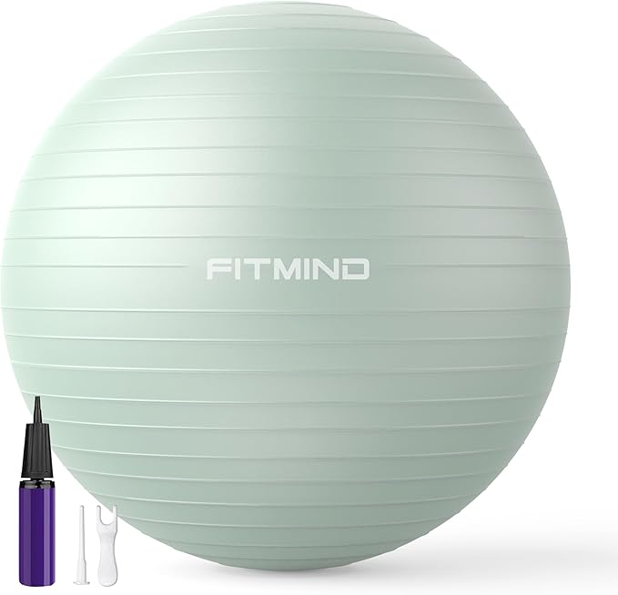 FITMIND_ Extra Thick Exercise Ball Yoga Ball 22in/26in/30in for Workout Pregnancy Stability,Anti-Burst and Slip Resistant Swiss Ball with Pump for Yoga, Pilates, Fitness,Birthing,Physical Therapy