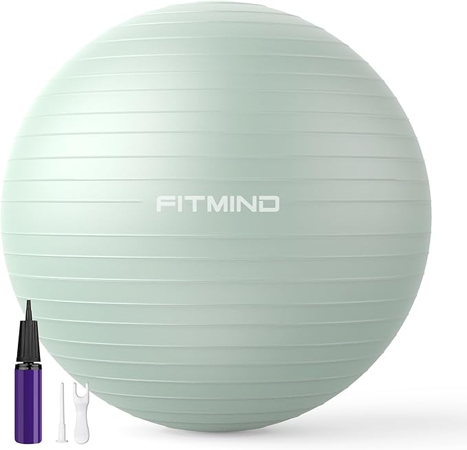 FITMIND_ Extra Thick Exercise Ball Yoga Ball 22in/26in/30in for Workout Pregnancy Stability,Anti-Burst and Slip Resistant Swiss Ball with Pump for Yoga, Pilates, Fitness,Birthing,Physical Therapy