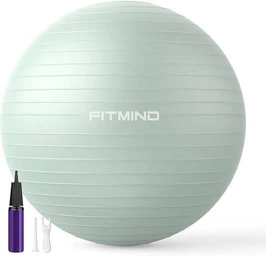 FITMIND_ Extra Thick Exercise Ball Yoga Ball 22in/26in/30in for Workout Pregnancy Stability,Anti-Burst and Slip Resistant Swiss Ball with Pump for Yoga, Pilates, Fitness,Birthing,Physical Therapy