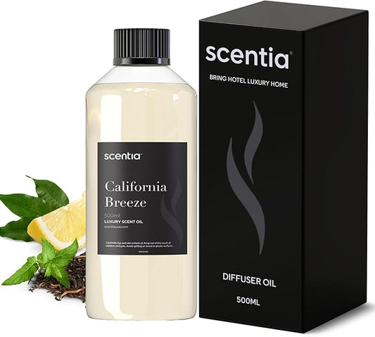 Scentia Hotel Diffuser Oil Inspired by The Delano Beach Club Hotel Scent - 500 mL 16.9 fl oz - Essential Oil Blend Orange, Green Tea & Jasmine for Aromatherapy Diffusers - California Breeze