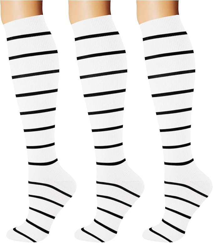 Breslatte Compression Socks for Women Men 10-14 mmHg Circulation Knee High Athletic Support Socks Running Travel Daily