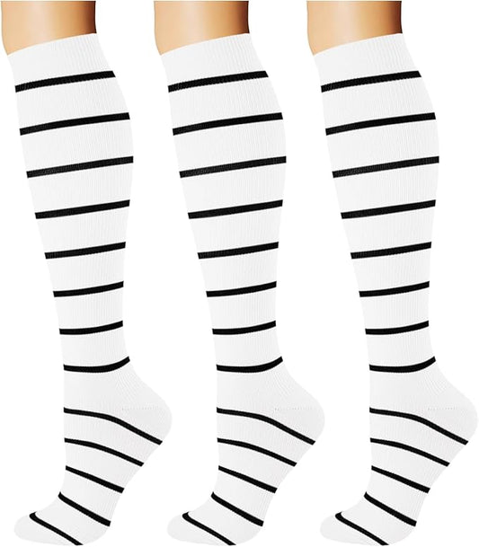 Breslatte Compression Socks for Women Men 10-14 mmHg Circulation Knee High Athletic Support Socks Running Travel Daily
