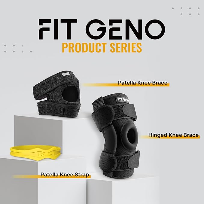 Fitgeno Knee Strap Patella Support: Knee Band for Patellar Tendon Pain Relief - Knee Brace for Tendonitis Jumpers Running Sports Basketball Men Women 2 Packs (Yellow)