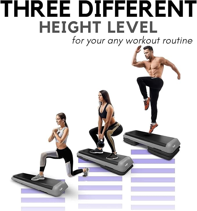 Yes4All Adjustable Workout Aerobic Exercise Step Platform Health Club Size with 4 Adjustable Risers Included and Extra Risers Options