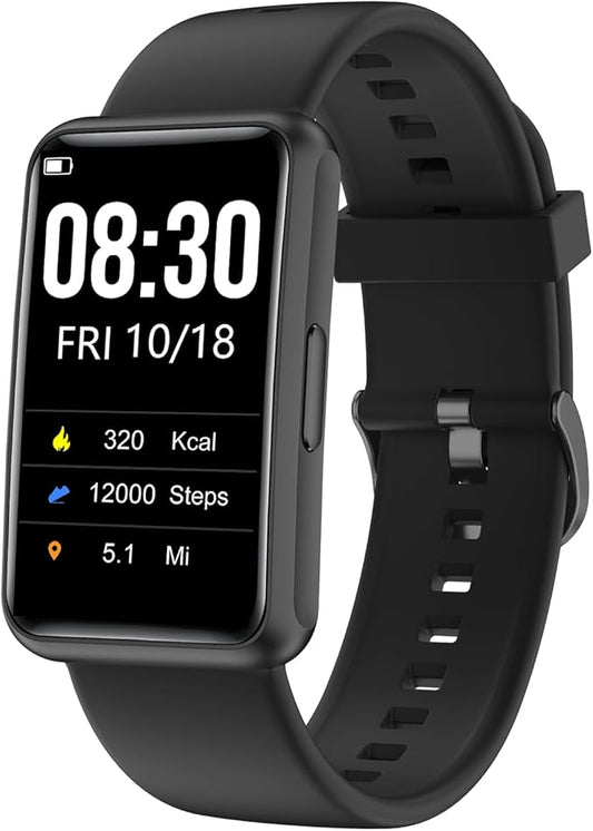 Fitness Tracker No Bluetooth No APP/Phone Required, Fitness Watch for Men Women Parents Pedometer Watch with Sleep Tracker Steps Counter Alarm Clocks IP68 Waterproof (Black)