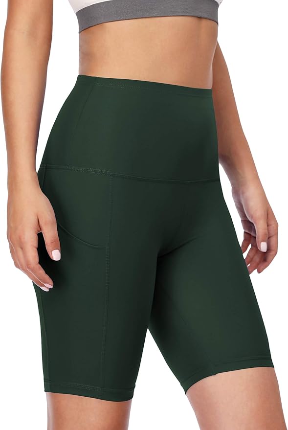 CADMUS Women's High Waist Spandex Yoga Shorts for Bike Running Two Side Pockets