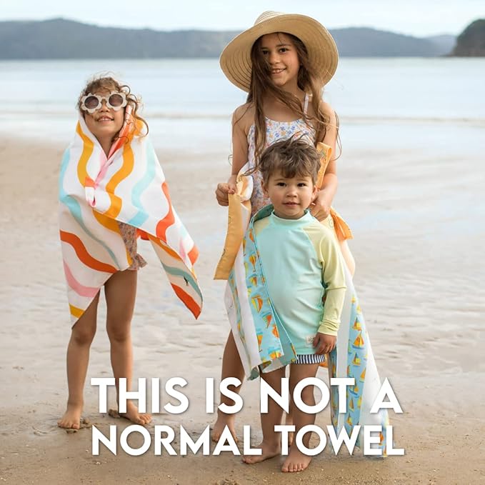 Dock & Bay Beach Towel - Quick Dry, Sand Free - Compact, Lightweight - 100% Recycled - Includes Bag - Kids - Bike Bike Baby, Large (160x90cm, 63x35)