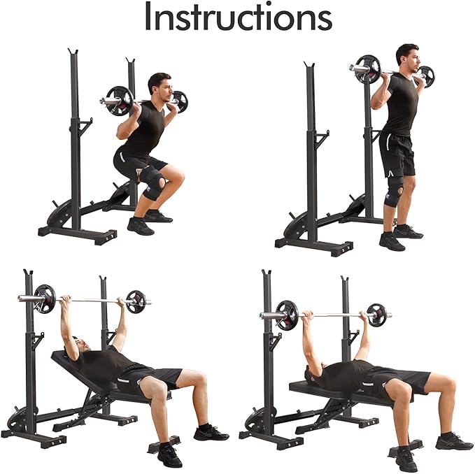 CANPA Adjustable Squat Rack Stand Multi-Function Barbell Rack Weight Lifting Gym Dumbbell Racks Home Gym Bench Press Rack Dumbbell Racks Stands 600Lbs