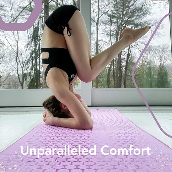 Clever Yoga Hot Yoga Mat Towel – Non-Slip Grip for Hot Yoga, Sweat Absorbent, Honeycomb Silicone Grip, Stays Flat – Ideal for Pilates, Travel, Washable & Lightweight - Lilac