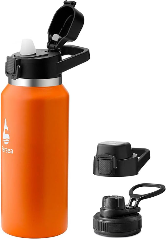 Farsea Insulated Water Bottle, Leak Proof Locking Lid with Soft Silicone Spout, Stainless Steel,Leak Proof, Double Walled Vacuum Insulated, BPA-Free, 24 Hr Cold, Wide Mouth, Sports & Travel Bottle
