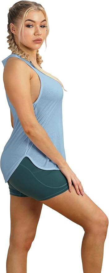 icyzone Women's Racerback Workout Athletic Running Tank Tops Loose Fit (Pack of 2)