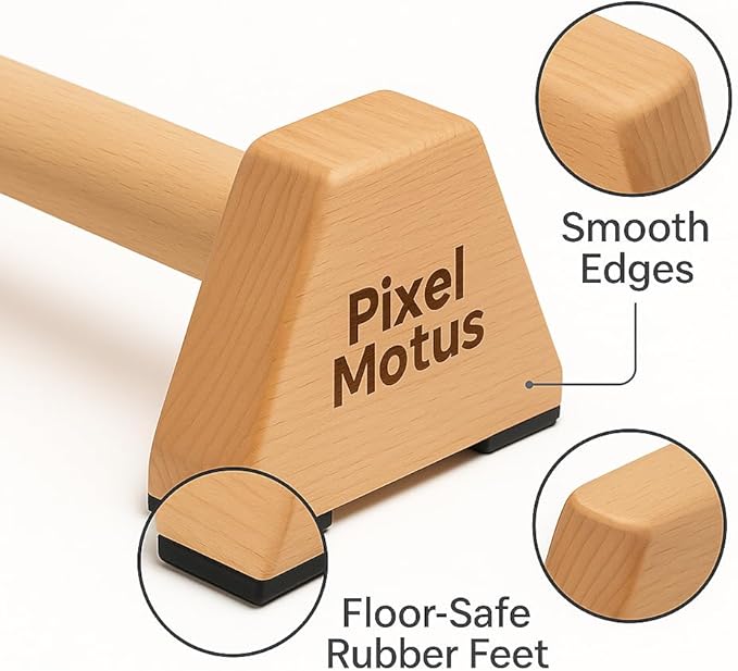 Wooden Parallettes Bars Calisthenics Push Up Bars for Handstand Dips & Balance Training Solid Wood Pushup Handles Non Slip Feet Set of 2