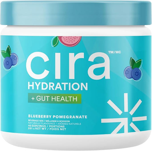 Cira Hydration + Gut Health Powder (45 Servings) - Electrolyte Drink Mix with Prebiotics & Probiotics for Digestion, Hydration & Recovery - Naturally Flavored with Stevia - Blueberry Pomegranate