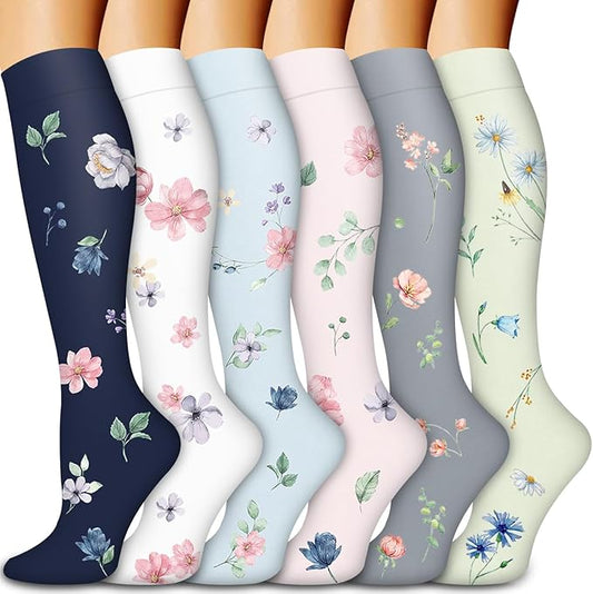 Bluemaple Compression Socks for Women & Men Circulation (6 Pairs) 15-20 mmHg is Best Support for Athletic Running Cycling