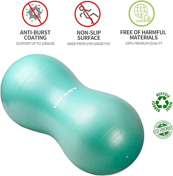 INPANY Peanut Ball - Anti Burst Exercise Ball for Labor Birthing, Physical Therapy for Kids, Core Strength, Flexible Seating, Home & Gym Fintness, Sensory Chair Wiggle Seat for Boys and Girls