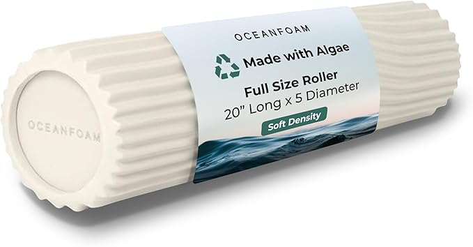 Oceanfoam Soft Tidal Roller (Natural) - Low Density Foam Roller for Physical Therapy, Back Pain, Exercise & Stretching - Wave Textured - Yoga, Athletics, & Wellness - Full Size, 20" x 5"