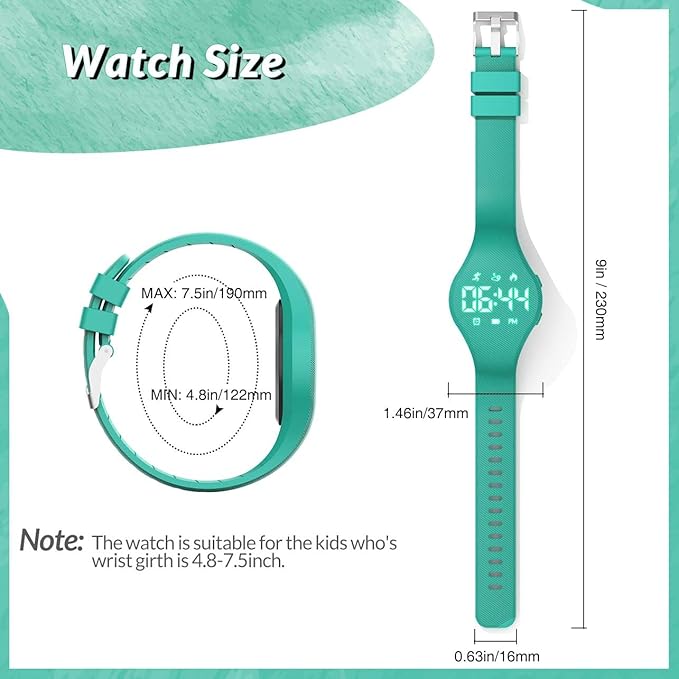Kids Led Fitness Tracker Watch for Boys Girls, No App, Digital Sport Wristwatch, Waterproof, with Pedometer Alarm Clock, for Teens Children Students Ages 5-16 (deep Green)