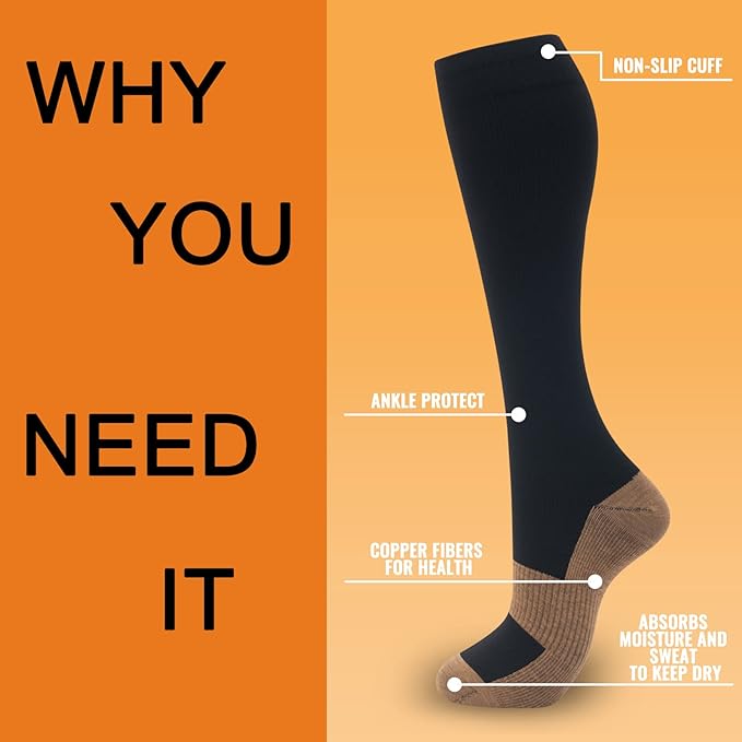 fenglaoda 8 Pairs Compression Socks for Men & Women 20-30 mmHg Knee High Nurse Pregnant Running Medical and Travel Athletic