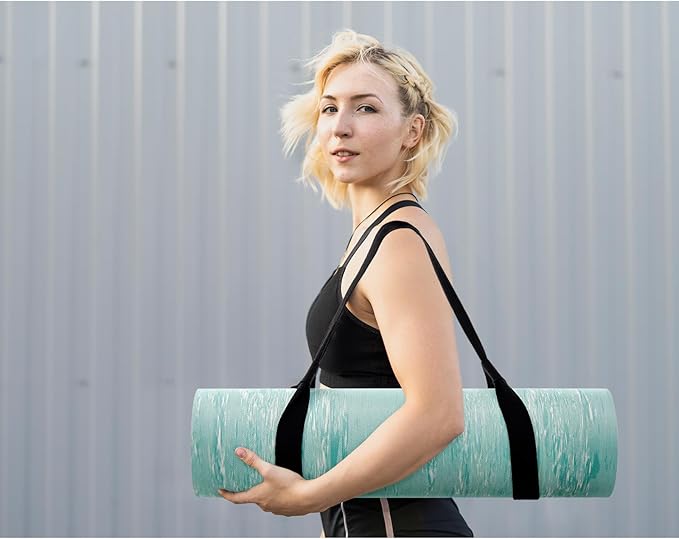 UMINEUX Extra Thick Yoga Mat, 2/5 Inch (10MM), Natural Rubber and TPE Non Slip Yoga Mats with Strap for Women Men, Eco Friendly Exercise Mat for Yoga, Pilates and Home Workout