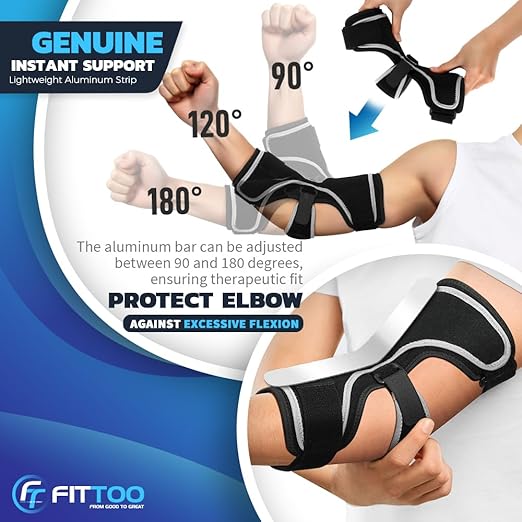 FITTOO Elbow Brace for Cubital Tunnel Syndrome, Arm Ulnar Nerve Brace Support for Elbow Discomfort, Tendonitis, Prevent Elbow Excessive Bending, Fit Left & Right Men & Women Arm