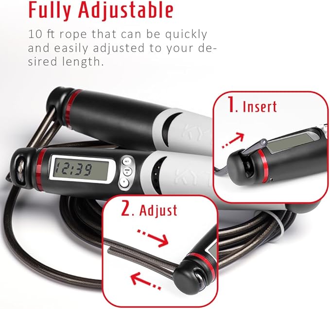 KYTO Smart Jump Rope, High Speed Jump Rope with Counter, Workout Jumping Rope with Steel Ball Bearings, Adjustable Length Speed Skipping Rope, Skipping Rope with App, Fitness Gifts for Adults, Kids