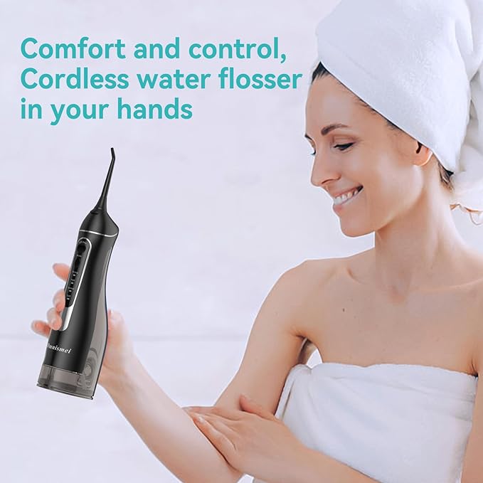 Water Dental Flossers for Teeth, 300ML Cordless Portable Electric Water Flosser, 4 Modes Oral Irrigator, Waterproof Rechargeable Water Floss for Deep Cleaning, Plaque Remover,Braces Home Travel Use