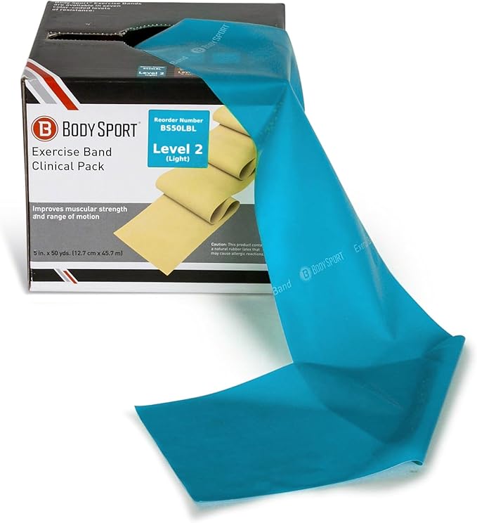 Body Sport Exercise Bands - Resistance Bands in 50 yard Rolls for Fitness, Stretching, or Physical Therapy