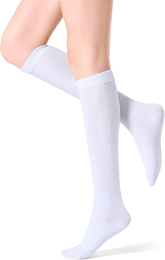 FITRELL Women's Knee High Socks Outdoor Sport Athletic Socks Casual Stripe Tube Socks 1-4 Pack