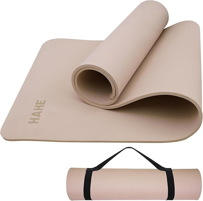 HAHE Yoga Mat Thick (8MM,1/3"), Eco-Friendly POE Non Slip Yoga Mat, High Rebound & Shock Absorption, Anti-Tear & Sweat-Resistant for Yoga, Fitness, Home, Workouts, Large Pilates Mats 72"x24" with Carrying Strap