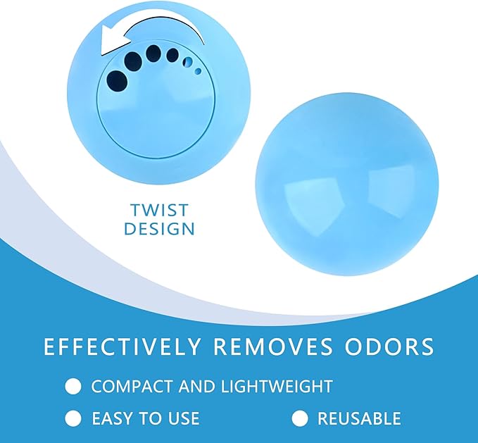 Knixmax Shoe Deodorizer Balls, Boot Deodorizing Shoe Odor Eater Ball Sneaker Deodorants, Gym Bags Lockers Car Air Fresheners, 6 Packs Fresh Linen Blue