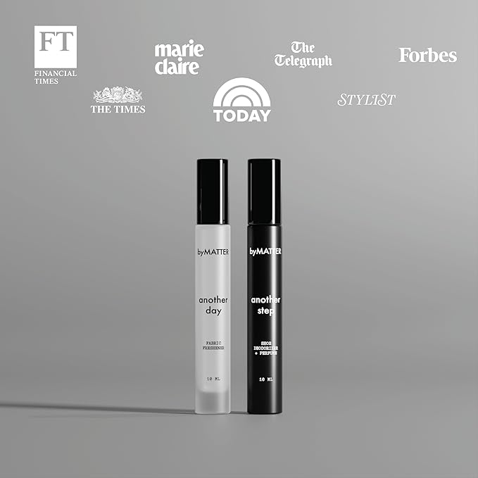 byMATTER Shoe & Fabric Freshener Spray Set – Travel Fabric Refresher & Shoe Deodorizer Pack, Odor Elimination, Suits All Materials, Smell Remover Sprays (2x 0.34 Fl Oz / 10ml)