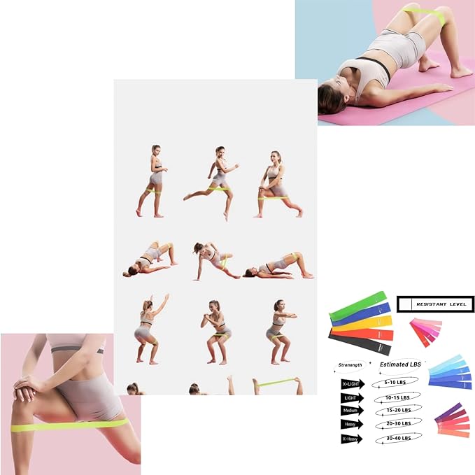 Cekaso Resistance Exercise Bands with 5 Resistance Levels for Strength Training and Physical Therapy, 5 vary