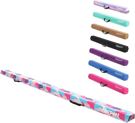 FBSPORT 8ft/6ft Balance Beam: Folding Floor Gymnastics Equipment for Kids Adults,Non Slip Rubber Base, Gymnastics Beam for Training, Practice, Physical Therapy and Professional Home Training