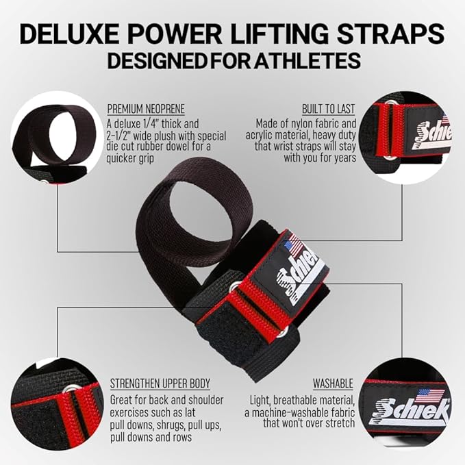 Schiek Sports 1000-PLS Deluxe Power Lifting Wrist Straps - Weight Lifting Wrist Wraps
