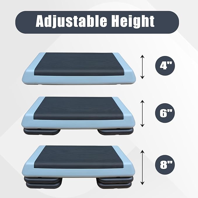 Adjustable Step Platform 30" × 14" Workout Aerobic Stepper Height Step for Fitness Strength Training with Risers Exercise Platform for Home Gym