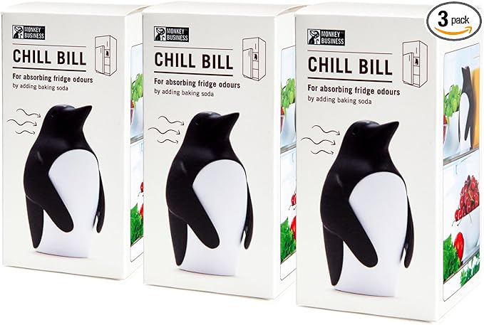 Monkey Business Chill Bill Refrigerator Deodorizer, Pack of 3, Baking Soda Holder for Refrigerator, Cute Fridge Deodorizer, Fun Kitchen Gadgets, Baking-Soda Fridge Smell Remover