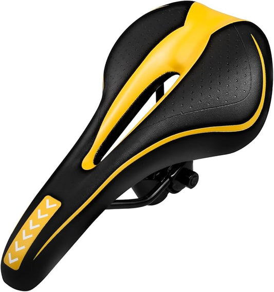 Gel Bike Seat for Men & Women, Mountain Bike Saddle, Comfortable Bicycle Seats, Soft Cushion Padded, Waterproof Saddles for Road, City, Exercise Bikes