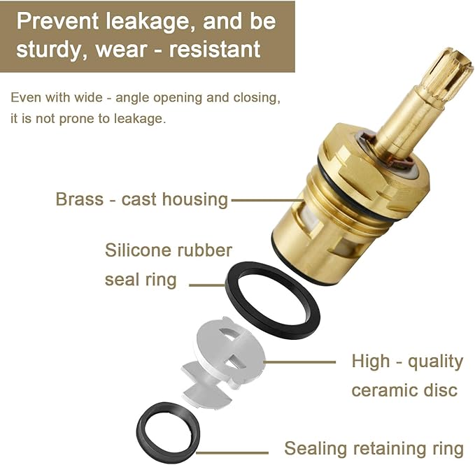 Faucet Cartridge Replacement, Solid Brass Housing, Compatible with American Standard 994053-0070A, 4Z-24H Hot & Cold Replacement Valve Stem, for Dual-Handle Faucet Repair Parts (1-Pack)