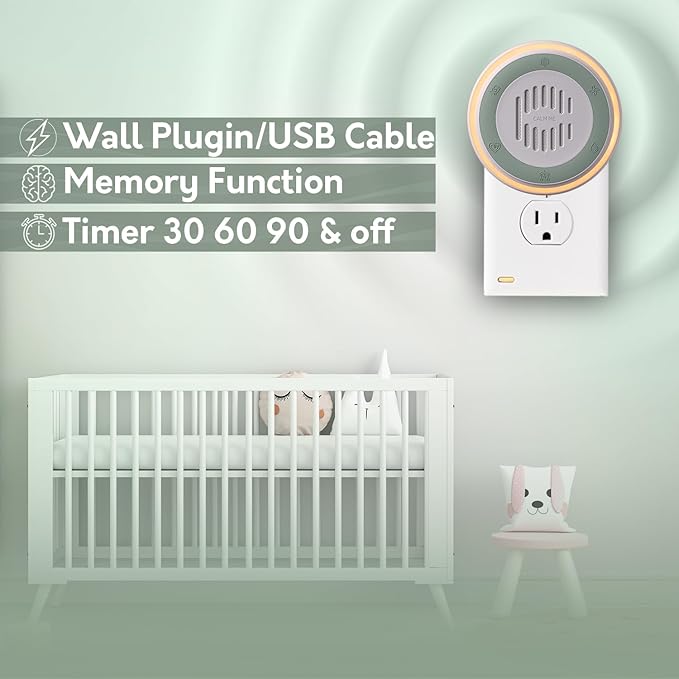 Wall Plug in White Noise Sound Machine for Office Privacy & Noise Canceling, White Noise Machine for Sleeping Adults & Baby, Therapy Noise Blocker with 20 Soothing Sounds & Nightlight by Calm Me.