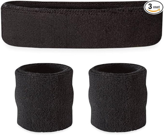 Suddora Sweatbands for Kids, Moisture Wicking 2 Wristbands and 1 Headband Set, Soft and Skin-Friendly Fabric, Moisture-Wicking Athletic Sweat Bands for Basketball, Baseball, Soccer