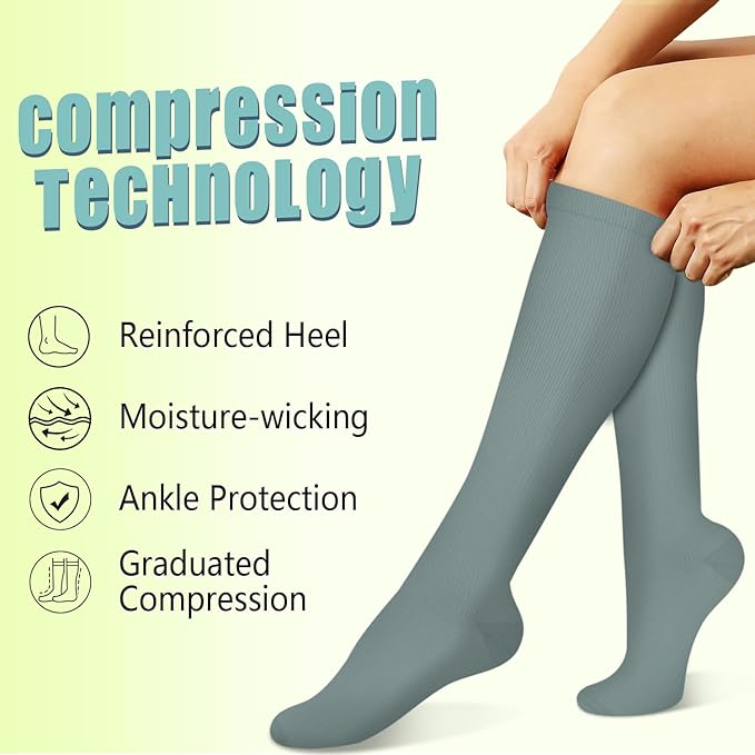 Iseasoo Copper Compression Socks (15-20 mmHg) for Men & Women - Running, Hiking, Cycling, Travel - Improves Circulation