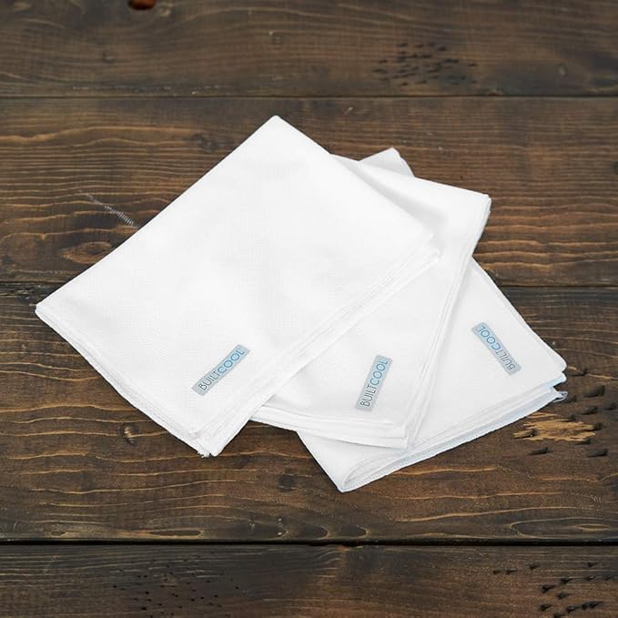 BUILTCOOL Adult Cooling Towel - Men & Women Chilly, Lightweight, Soft, Neck and Face Cooling Towel for Sport, Camping, Hunting, One Size, White, 3 Pack