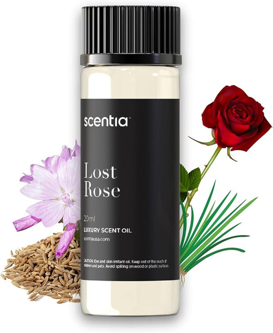 Scentia Hotel Diffuser Oil Inspired by Fairmont Hotel Scent - 20 mL 0.67 fl oz - Fragrance Oil Blend Rose, Oud Wood & Clove Notes for Aromatherapy Diffusers and Humidifiers - Lost Rose