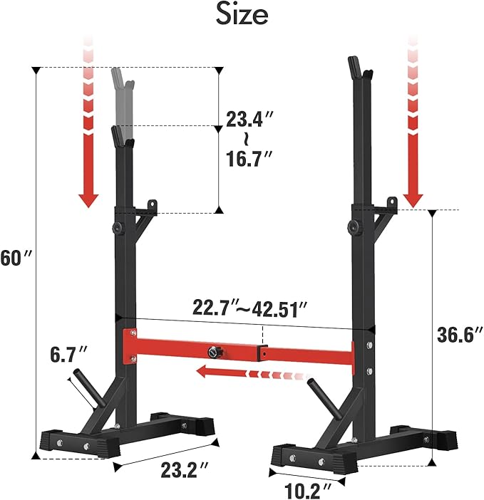 BangTong&Li Squat Rack Stand,Barbell Rack,Bench Press Rack Stand Home Gym Adjustable Weight Rack 550Lbs