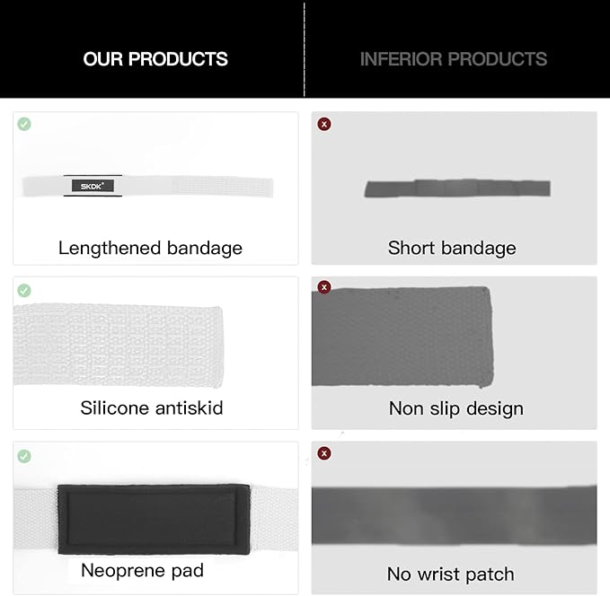 SKDK Cotton Hard Pull Wrist Lifting Straps Grips Band-Deadlift Straps with Neoprene Cushioned Wrist Padded and Anti-Skid Silicone - for Weightlifting, Bodybuilding, Xfit, Strength Training