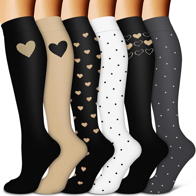 BLUEENJOY Copper Compression Socks for Women & Men (6 pairs) - Best Support for Nurses, Running, Hiking, Recovery